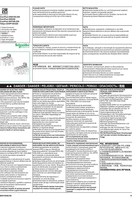 schneider施耐德Compact NSX_INS_INV100-250 - TeSys GV5P - 1 电缆接口 - 说明页